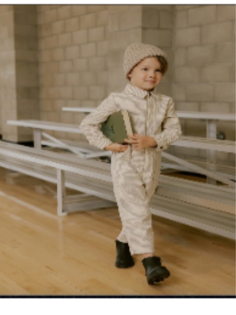 Rylee + Cru Brass Stripe Coverall  4-5